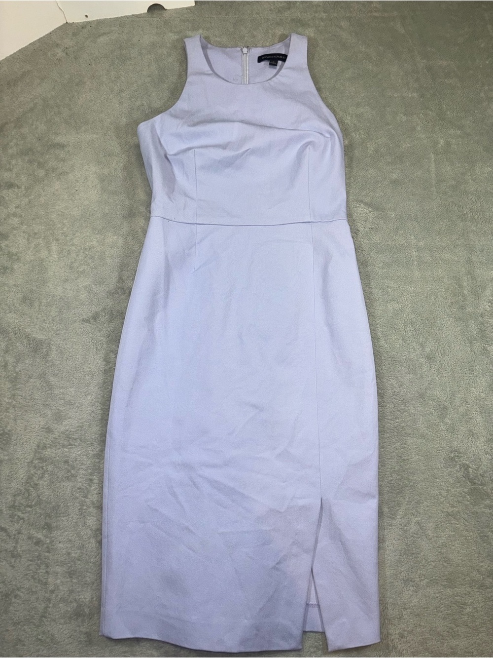 Banana Republic Bi-Stretch Racer-Neck Sheath Dress Lavender Purple Slit Size 2